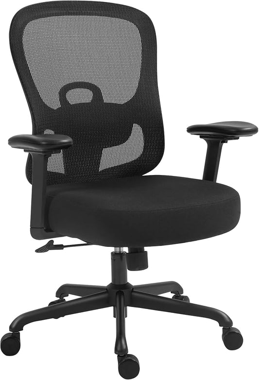 ELABEST Ergonomic Office Chair,Home Desk Chair with Mesh Back,Adjustable Lumbar Support,Built-in Springs Wide Seat,Executive Task Chair with 3-D Big Armrests,Tilt Function,Computer Desk Chair