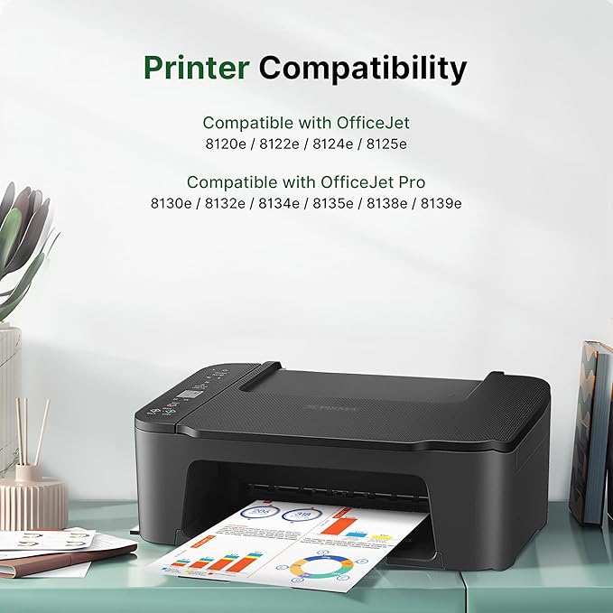 923 Ink Cartridges Combo Pack Without Chip High Yield Compatible for HP 923 Ink Cartridges 923XL Work for OfficeJet Pro 8130e 8135e 8139e 8138e 8120e 8122e 8124e (4 Pack, Black Cyan Magenta Yellow)