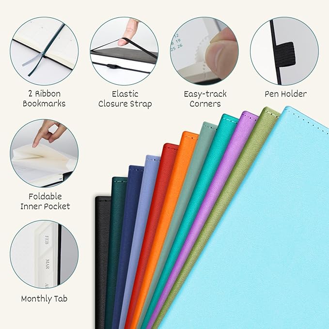 BEZEND Planner 2025-2026 Weekly and Monthly, 5.8" x 8.5" Academic Calendar (Jul 25-Dec 26) Vertical Daily Appointment with Hourly Timeslot & Monthly Tab, PU Leather Hardcover - Sky Blue