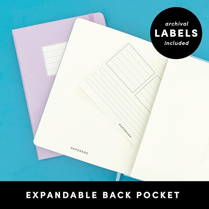 PAPERAGE Lined Journal Notebook, 3 Pack, (Coral, White, Sky Blue), 160 Pages, Medium 5.6 in x 8 in - 100 GSM Thick Paper – Hardcover Journaling Notebook for Work, School & Note Taking