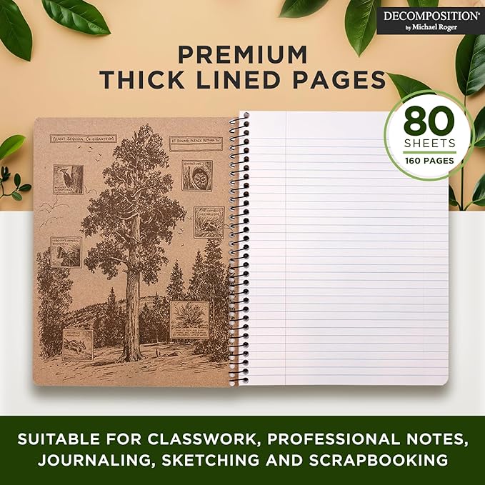 Decomposition Sea Turtles College Ruled Spiral Notebook - 9.75 x 7.5 Journal with 160 Lined Pages - 100% Recycled Paper - Cute Notebooks for School Supplies, Home & Office - Made in USA