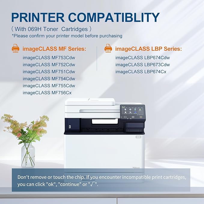 069H Toner Cartridge Set 4 Pack High Yield Replacement for Canon 069 069H Toner Cartridge Works for Canon Color imageCLASS MF753cdw MF751Cdw LBP674Cdw MF752Cdw LBP673Cdw Printer (B/C/M/Y)
