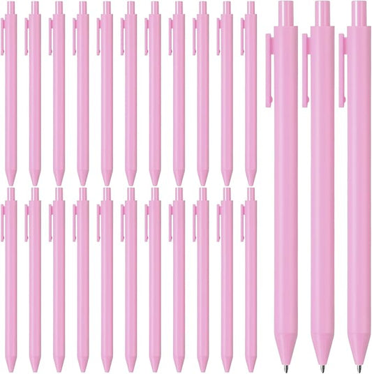 Fulmoon 25 Pcs Ballpoint Pens Bulk Retractable Comfortable Writing Pens Cute Back to School Supplies in Medium Point 1.0 mm for Teacher Student Bridal Shower Baby Shower (Light Pink)