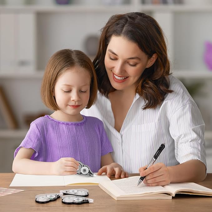 12 Pcs Correction Tape, 39.37 Ft White Wrong Out Tear-Resistant Bulk, Instant Corrections Easy to Use Applicator for School, Office, Note Taking, Journal (Tape Width 0.2 in，Clear)