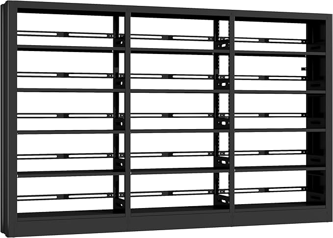 5-Tier Bookcase with Adjustable Storage Shelves, Metal Bookshelf with Book Stopper, Bookcase Shelf for Library, Office, Living Room (Black(1 Column,3 Combination Bookshelves))