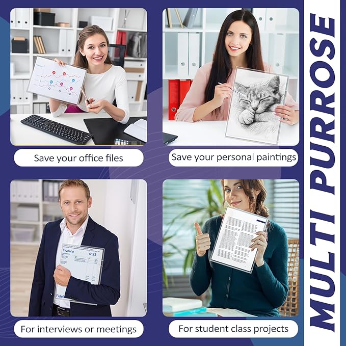 JIKIOU 30 Pack Clear Document Folder Copy Safe Project Pocket L-Type Clear Plastic Folder A4/ Letter Size in Transparent Color(Upgraded Size)