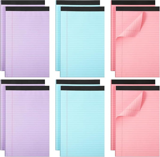 Gueevin 12 Pcs 5'' x 8'' Colored Lined Legal Pads Letter Size 40 Sheets Per Notepads Micro Perforated Notebook and Writing Pad for School, College, Office, Business(Pastel)