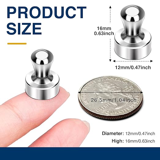 MIKEDE Strong Fridge Magnets for Whiteboard, 15Pcs Neodymium Push Pins for Refrigerator, Office, School, Classroom, Kitchen
