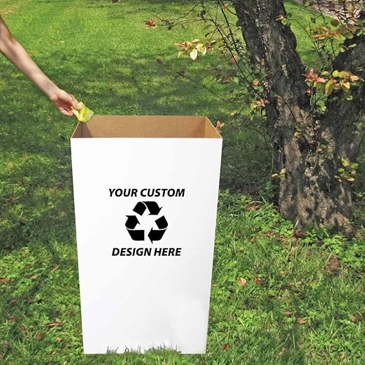 VictoryStore 22.3 gallons Cardboard Trash Bin, Reusable, Recyclable and Disposable Trash Cans, Sturdy Cardboard Medium Size (Custom Logo, 100-Pack)