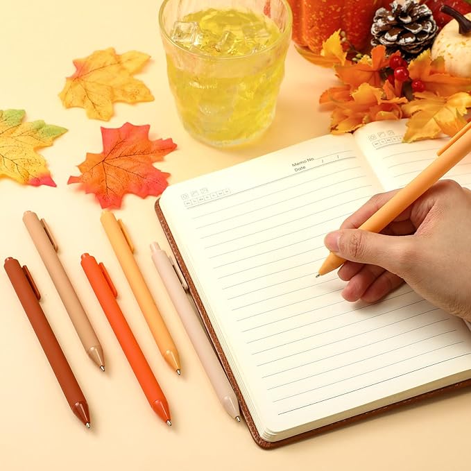 50 Pcs Ballpoint Pens Bulk Retractable Writing 1. 0 mm Black Ink Cute Pens Smooth Writing Color Fancy Gift for Teacher Student Employee Office School Home Baby Shower Supplies (Maple Color)