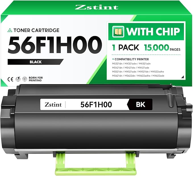 56F1H00 Toner Cartridge with chip Black Replacement for Lexmark 56F1H00 Toner Compatible for Lexmark MS321 MS421 MS521 MS621 MS622 MX321 MX421 MX521 MX522 MX622 Laser Printer dn adw adn dw ade de adhe