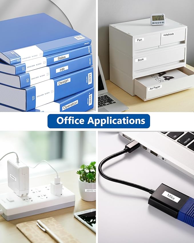 6-Pack TZ 18mm 0.7 Inch Laminated Multi Color Compatible for P Touch Label Tape TZe-141 241 441 541 641 741 for Ptouch PT-D400 PTD410 D610BT D600, Clear/White/Red/Blue/Yellow/Green