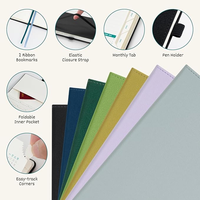 BEZEND Weekly Planner 2025-2026 with 2 Columns, 8.5" x 11" Academic Calendar 18 Months (Jul 25-Dec 26) Life Work Appointment Book with Monthly Tab, PU Leather Hardcover - Prussian Blue