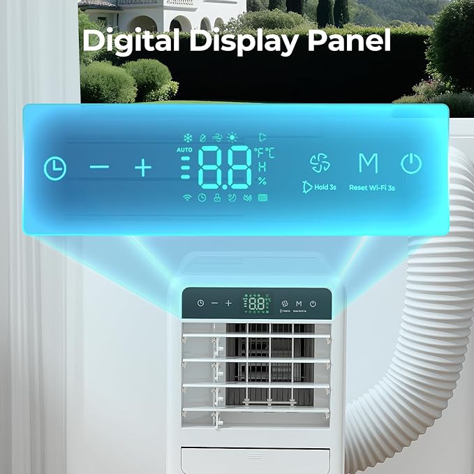12,000 BTU Portable Air Conditioner, 3-IN-1 Smart AC Unit with Fan/Dehumidifier/Drainage-free Cooling, APP/Voice/Remote/Touch, 47 dB, Sleep Mode, Window Installation Kit, 24H Timer for Home/Office