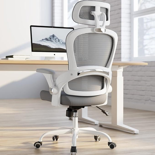 TRALT Office Chair - Ergonomic Office Chair with Back Support, Computer Chair - Home Office Desk Chairs, 330lbs Wide Seat Big and Tall Office Chairs with Headrest, Comfy Desk Chairs (Grey)