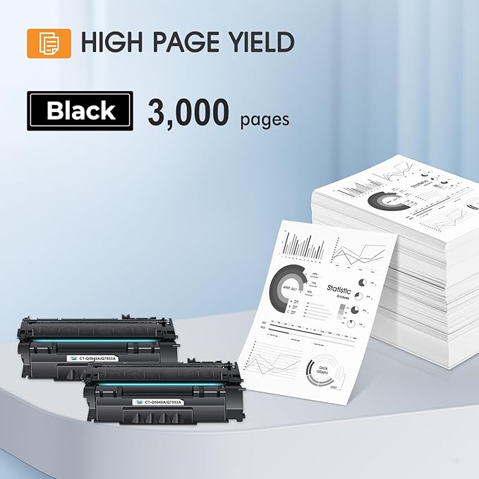 49A Q5949A 1320 Toner Cartridge Black 2-Pack Compatible Replacement for HP 49A 49X 53A 53X Q5949A Q5949X Q7553A Q7553X for HP 1320 1320n 1320tn P2015 P2015dn 1160 3390 3392 P2014 P2015d Printer Ink