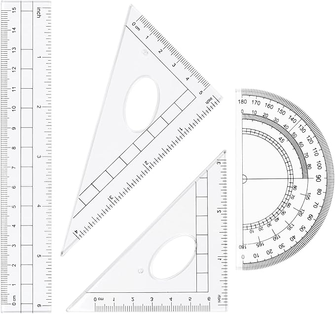 Math Geometry Kit Sets 10 Piece Student Supplies with Shatterproof Storage Box,Includes Rulers,Protractor,Compass,Eraser,Pencil Sharpener,Lead Refills,Pencil,for Drafting and Drawings（Orange）