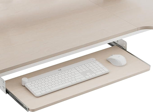 EUREKA ERGONOMIC Adjustable Keyboard Tray Under Desk, 28x11 Inch Large Slide Out Keyboard & Mouse Platform Tray, Wooden Pull Out Computer Keyboard Drawer for Typing Home Office Desk, Maple