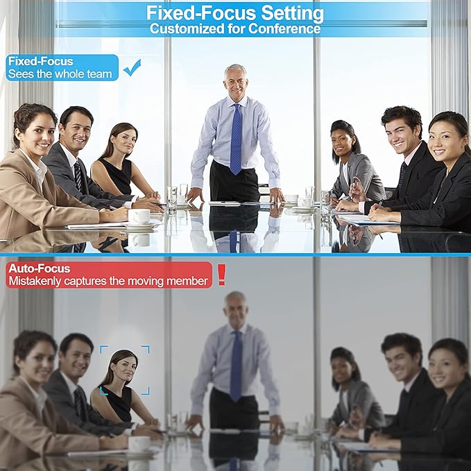 Full HD 1080P Computer Camera with 4 Built-in Omnidirectional Microphones and Speaker for Video Conference Streaming, USB External Webcam with Magnetic Privacy Cover for Desktop Monitor Laptop