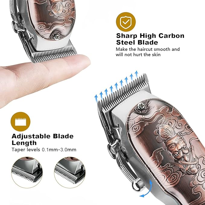 RESUXI Hair Clippers for Men with Barber Trimmer Set,Professional Haircut Clippers for Hair Cutting Grooming Kit,Cordless Beard Trimmer Hair Cutter Barber Accessories USB Rechargeable
