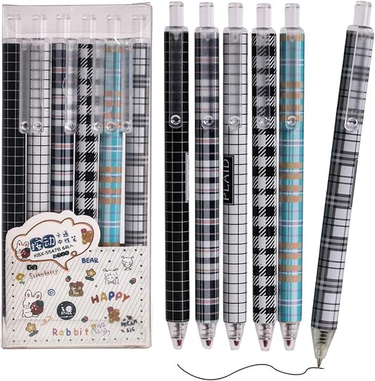 XIUSHE 12PCS Comfortable Writing Pens Retractable Gel Pens Novelty Pretty Journaling Pens,Black Ink Medium Point 0.5mm Gift School Supplies Office Party Birthday Gifts (Stripe,12)