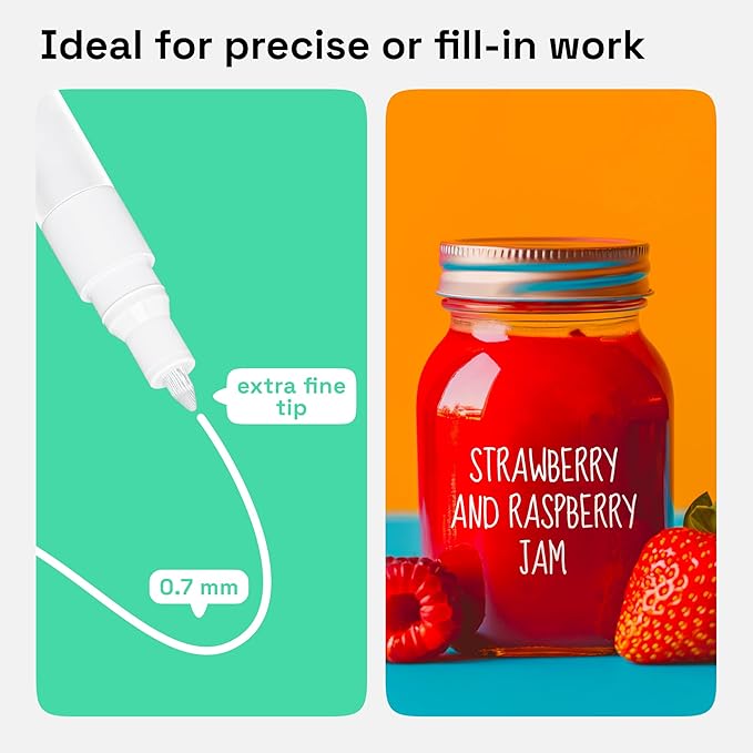 ARTISTRO 2 White Permanent Marker - Waterproof Markers for Tire, Fabric, Rocks, Glass, Ceramic, Wood, Paper - Oil Based Paint Pens - Extra-Fine Tip 0.7mm