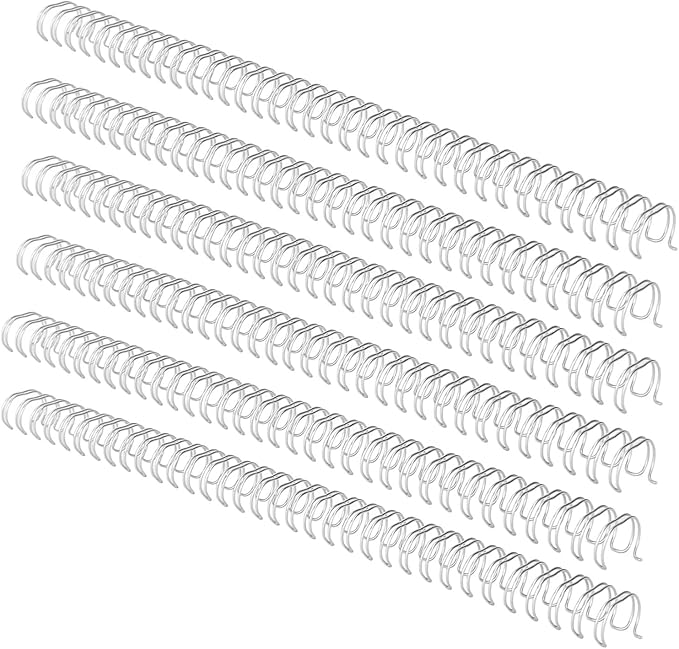 100 Pack Double Loop Wire Binding Spines, YolieraArt Wire Binding Spines, 7/16 Inch Binding Wire for Letter Size (80 Sheet Capacity, 100P, 3:1 Pitch, Silver)