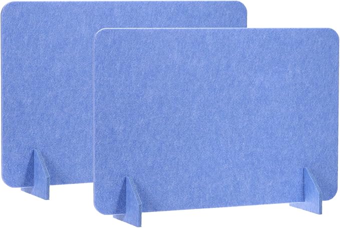 PATIKIL Desk Divider, 2 Set 24 x 16 Inch Acoustic Freestanding Desk Divider Desk Privacy Panel with 4 Pcs Support Feet for Library Office Workstation, Blue