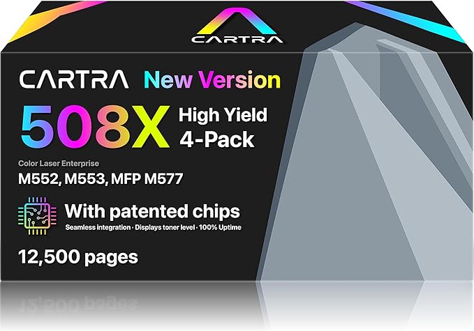 508X 508A Toner Cartridges 4 Pack, Compatible Replacement for HP 508X, HP 508A Cyan Magenta Black Yellow Ink Cartridges for HP Printers, Work with HP Color Laser Printer M553 M577, Flow MFP M577