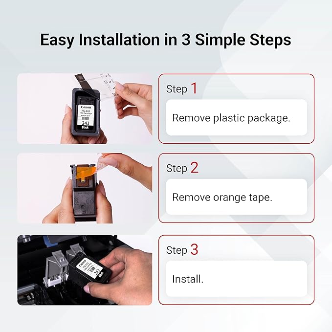 Canon PG-243 Genuine Black Ink Cartridge, Compatible with iP2820, MX492, MG2420/2520/2920/2922/2924/3020/2525, TS3120/302/302a/202/4520/3320