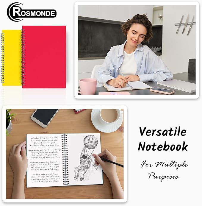 Blank Spiral Notebook, 48 Pack, 5.8 x 8.3, 120 Pages (60 Sheets), 100 GSM Unlined Drawing Notebooks, Assorted A5 Journals, No-Bleed, Sketching, Note Taking, Blank Journals for Office & School