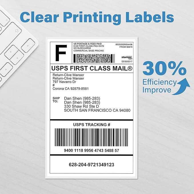 LotFancy 4x6 Thermal Labels, 2000 Shipping Labels, Perforated, White Postage Mailing Labels Compatible with Zebra, Rollo, Elton Thermal Printer, Permanent Adhesive