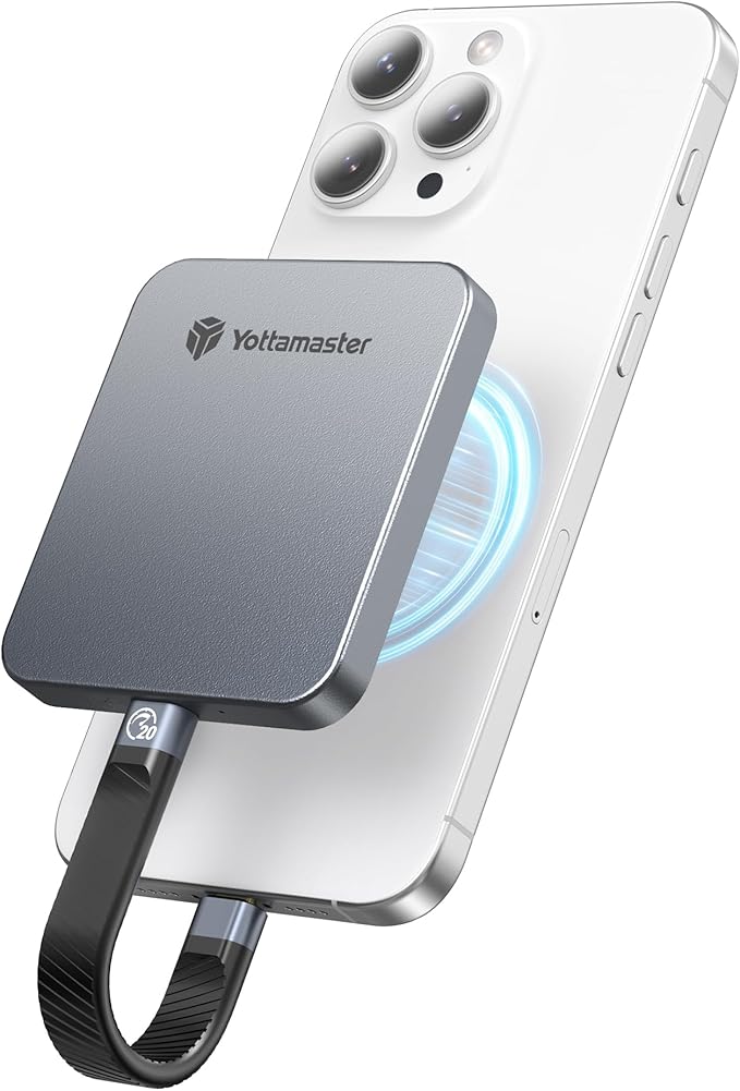 Yottamaster 1TB Magnetic External SSD, Up to 2000MB/s USB 3.2 Gen 2x2 Portable Solid State Drive, Supports 4K ProRes HDR Compatible with iPhone 16/15 Pro Max, Smartphone, Tablet, Laptop