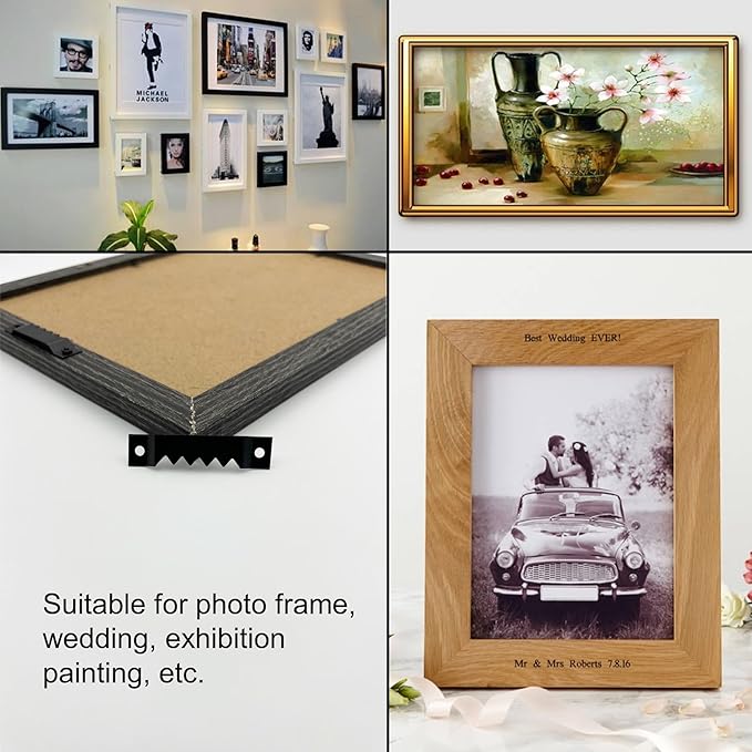 30 Pack Large Heavy Sawtooth Picture Hangers Steel Picture Hangers with Screws Picture Hang Solutions, for Hanging Clock Paintings Artwork Picture Frame Hook Photos (Black，Supports 50 lbs)