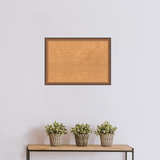 Amanti Art Natural Cork Board for Wall, 20x28 Vision Board with Bronze Frame, Medium Corkboard Office Decor for Home Organization, Modern Corkboard Pinboard to Display Items for Home Organization in