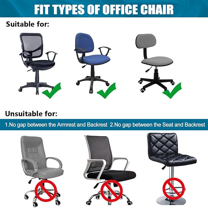 Smiry Stretch Printed Office Computer Chair Covers, Universal Washable Removable Desk Rotating Chair Slipcovers Protector, Seat + Backrest Cover - Black