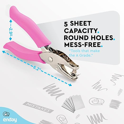 Emraw (24 Pack) Premium Single Hole Paper Punch Cushion Grip Heavy Duty Hole Puncher for Greeting Cards Scrapbook Notebook Puncher Craft Paper Hand Tool