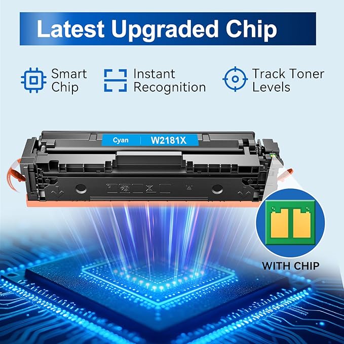 218X Toner Cartridges 4 Pack (with Chip) 3301fdw Replacement for HP 218X 218A Work for HP Color Laserjet Pro MFP 3301fdw 3201dw 3301sdw 3301cdw Printer High Yield Ink W2180X W2180A (4 Pack, B/C/Y/M)