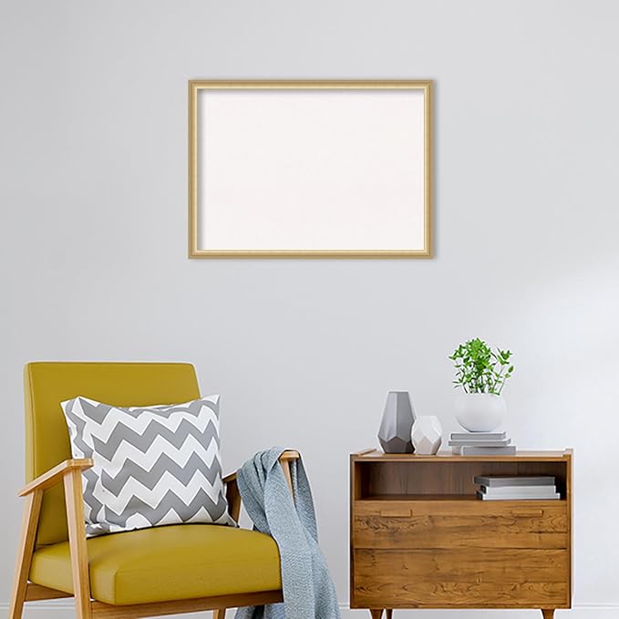 Amanti Art White Cork Board for Wall, 22x30 Vision Board with Gold Frame, Medium Corkboard Office Decor for Home Organization, Casual Corkboard Pinboard to display items for home organization