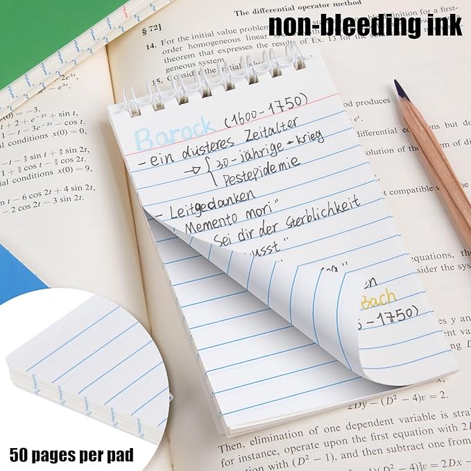 Koogel 20 Pads Mini Spiral Pocket Notebook, 3x5 Inch Lined Small Journals for Back to School, Colorful College Ruled Mini Memo Pads Tiny Note Book Sketchbook for School Office Supplies, 8 Colors