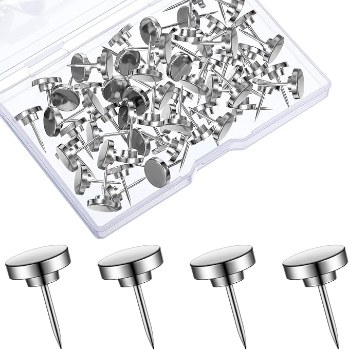 30 Pieces Push Pins, Metal Thumb Tacks for Picture Photo Hanging, Wall Pins for Board Posters Bulletin Maps, Wall Tack for Office Home Decorative