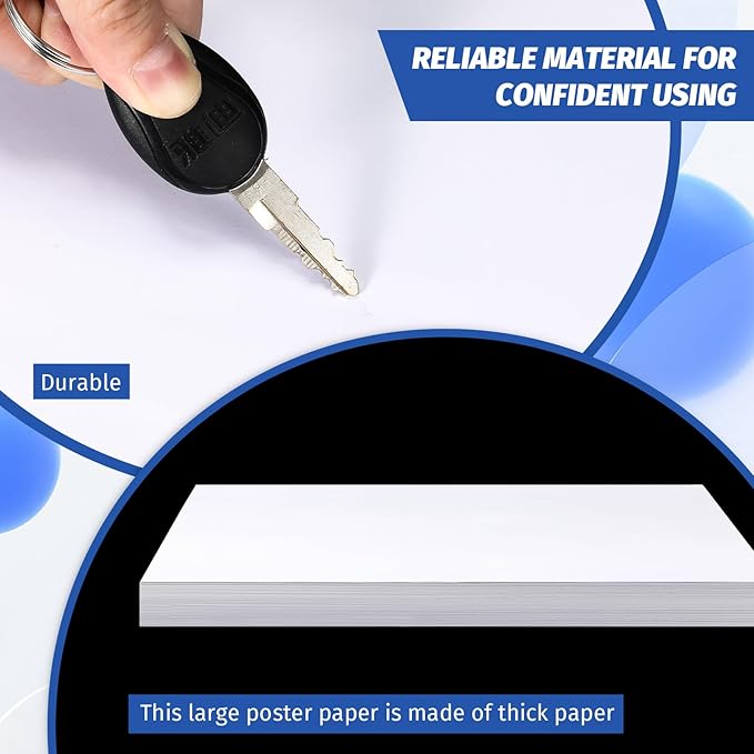 100 Pcs Printer Paper 11 x 17 Inch Copy Paper 52 lb Glossy Paper Heavy Weight Cardstock Tabloid Paper Heavy Card Stock for Presentation Laser Back to School Office Supplies(White)