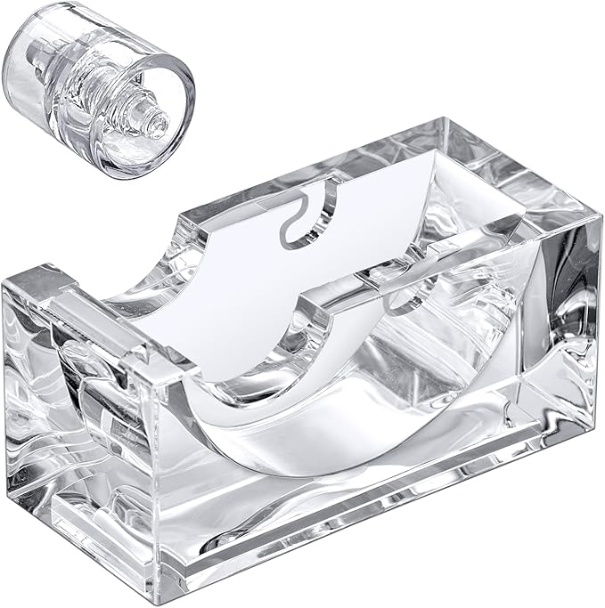 Amazing Abby - Tanya - Acrylic Tape Dispenser (1-Pack), Plastic Label Roll Holder, Clear Sticker Organizer, Perfect Office Desktop Storage Solution for Tapes, Labels, Stickers, and More