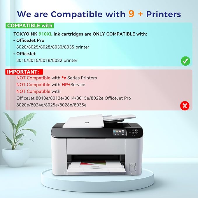 910XL Ink Cartridges for HP Printers Replacement for HP 910XL Ink Cartridges Combo Pack HP910XL Work for Officejet Pro 8020 8025 8028 8030 8035 8022 Printer (Black and Color, 4 Pack)