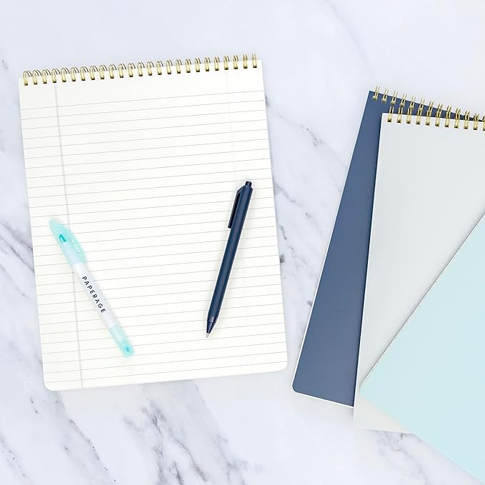 PAPERAGE Top Bound Spiral Notebook, 6 Pack, Lined Notepad, (Lavender/Blush/Light Grey), 70 Sheets (140 Pages) Per Notebook, Wide/Legal Ruled, 8.5 inches x 11 inches
