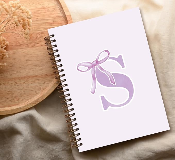 foedor Coquette Trendy Preppy Purple Bow Spiral Notebook,Initial S Journal Personalized Teen Girl Gifts,Monogrammed Gifts for Women Teen Girl,College Ruled Hardcover Spiral Notebook(purple)