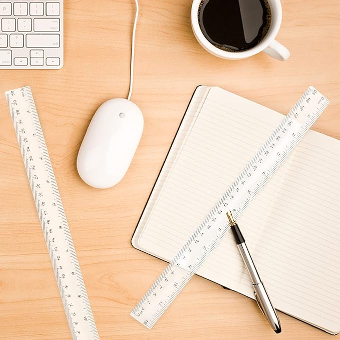 Koogel 40 PCS Plastic Straight Rulers, Plastic Measuring Tool, 12 Inch Shatterproof Clear Ruler Bulk for Classroom with Centimeters and Inches for Student, Kids, School, Office, Home