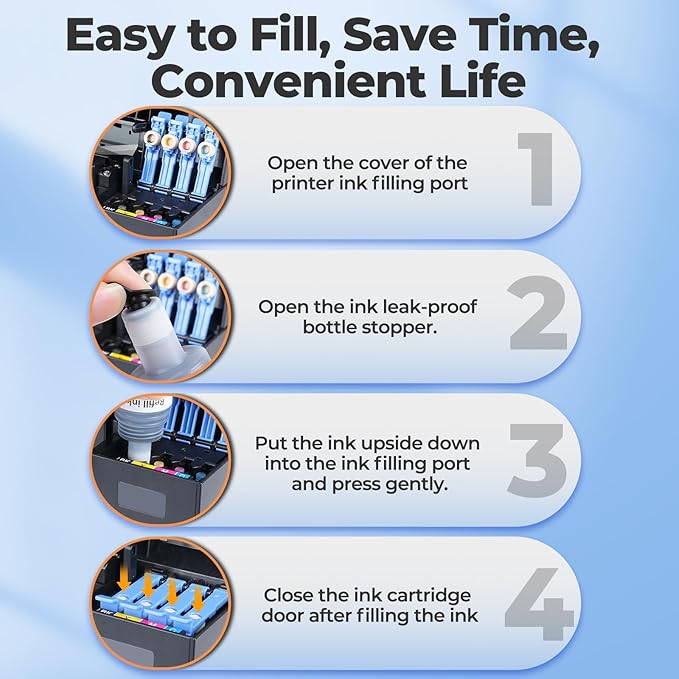 522 Ink Refill Bottles ET-2800 ET-4800 ET-2400 ET-2803 Replacement for Eco Tank 522 Ink Bottles Use for Eco Tank ET-2400 ET-2720 ET-2800 ET-2803 ET-2840 ET-4800 ET-4810 ET 2400 ET 2800 ET 4800 Printer