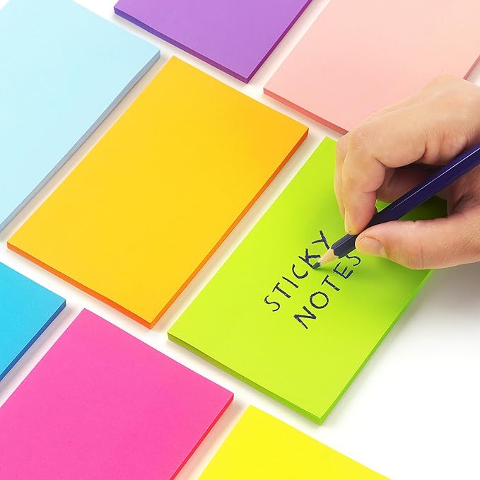 Winner Aura Sticky Notes 3x5 inch Bright Colors Self-Stick Pads 8 Packs 400 Sheets