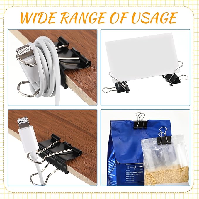 Jetec 500 Pieces 1 Inch Black Binder Clips Bulk Medium Paper Clamps Metal Paper Clips for Teachers Students Classroom Business Office and School Office Supplies